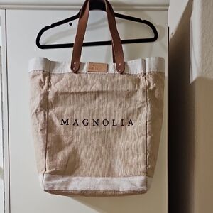 Magnolia Silos Canvas Tote Bag with Brown Handles